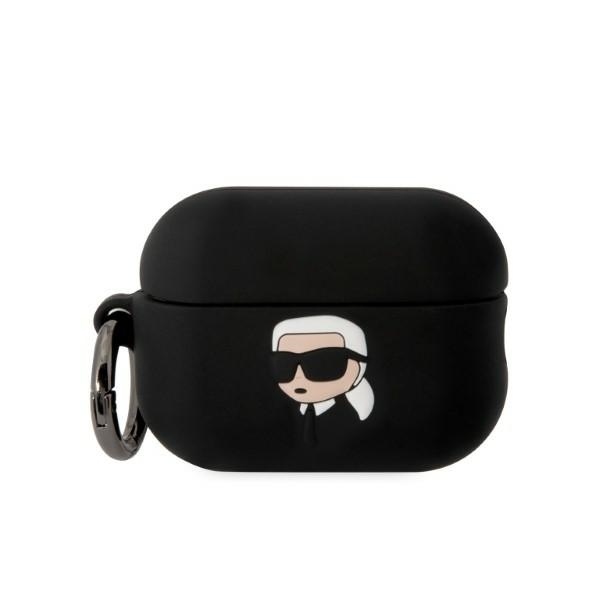 Karl Lagerfeld KLAP2RUNIKK AirPods Pro 2 apvalks melns/melns Silikona Karl Head 3D