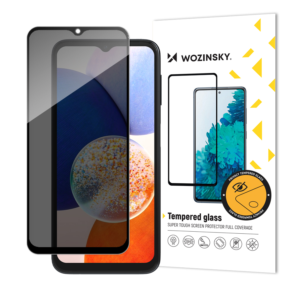 Wozinsky Privacy Glass rūdīts stikls Samsung Galaxy A14 5G / Galaxy A14 ar Anti Spy privātuma filtru