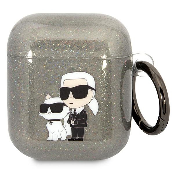 Karl Lagerfeld KLA2HNKCTGK Airpods 1/2 apvalks melns/melns Gliter Karl&Choupette