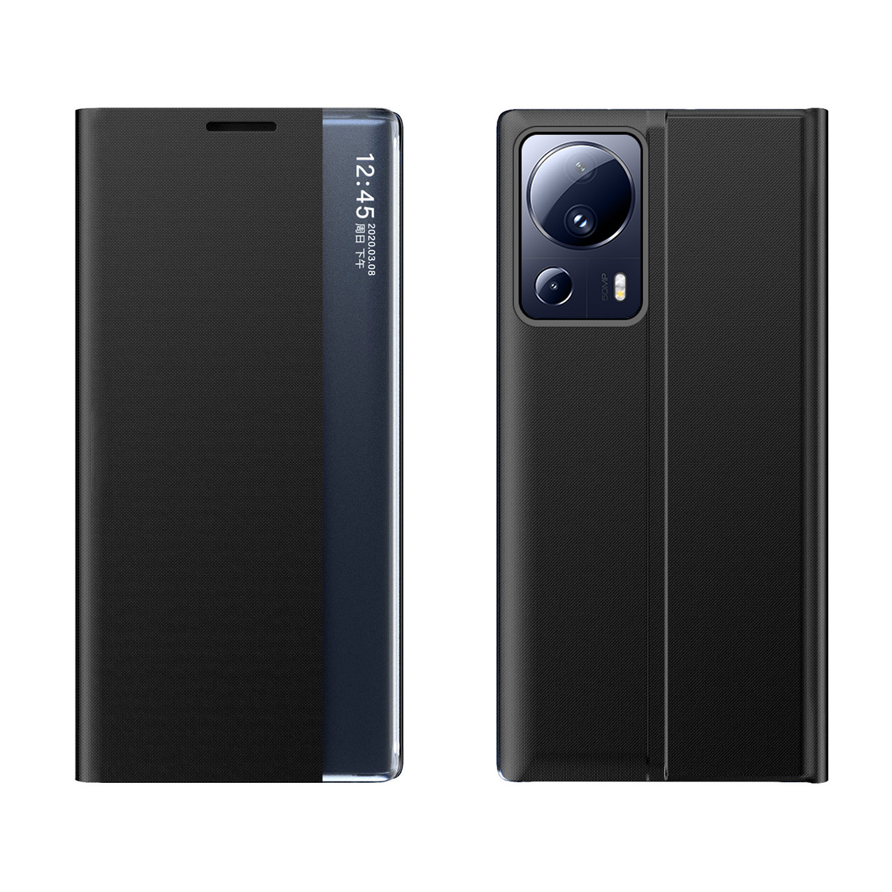 New Sleep viedtālruņa apvalks Xiaomi 13 Lite ar statīvu melna