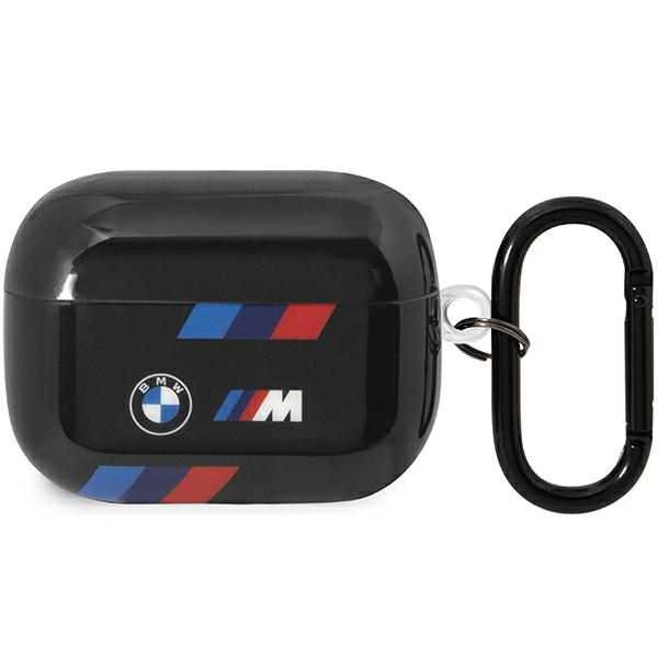 BMW BMAP222SOTK AirPods Pro 2 paaudzes apvalks melns/melns ar trīskrāsu svītrām