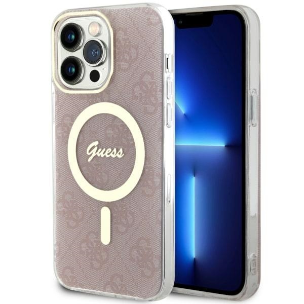 Guess 4G Magnētiskais viedtālruņa apvalks iPhone 14 Pro Max - rozā