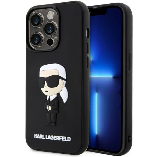 Karl Lagerfeld KLHCP14L3DRKINK iPhone 14 Pro 6.1" Kietais apvalks (m) - melns (m) Rubber Ikonik 3D