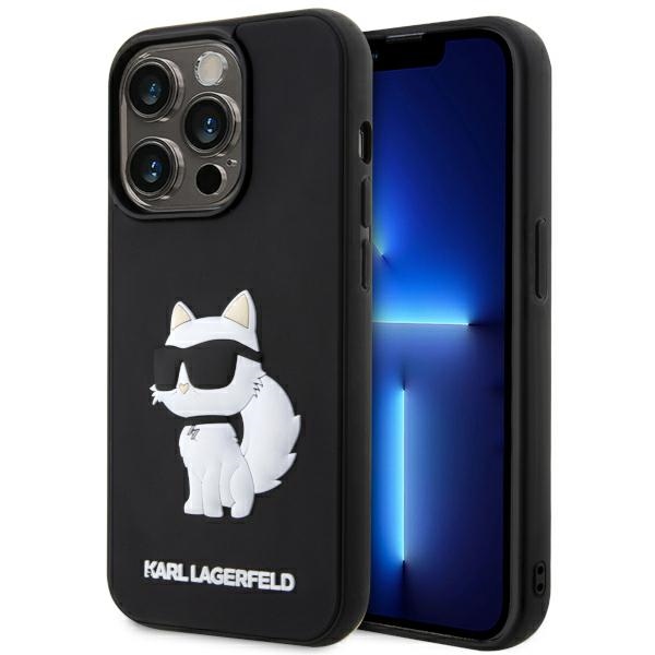 Karl Lagerfeld KLHCP14X3DRKHNK iPhone 14 Pro Max 6.7" melns/melns cietais viedtālruņa apvalks Rubber Choupette 3D