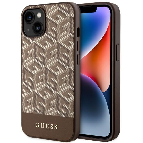 Guess GUHMP14MHGCFSEW iPhone 14 Plus 6.7" brūns/brūns cietais apvalks GCube Stripes MagSafe