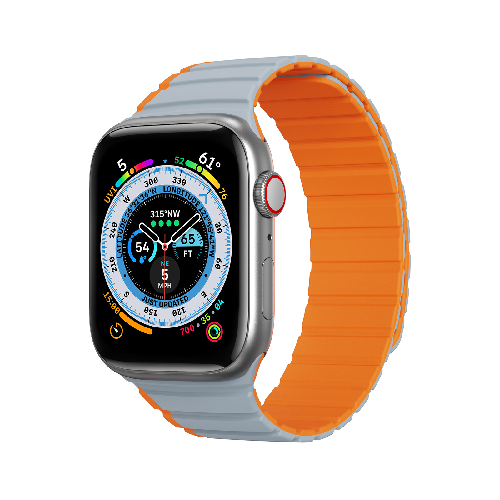 Magnētiskā pulksteņa siksna Apple Watch SE, 9, 8, 7, 6, 5, 4, 3, 2, 1 (41, 40, 38 mm) Dux Ducis pulksteņa siksna (LD versija) - pelēkā / oranžā