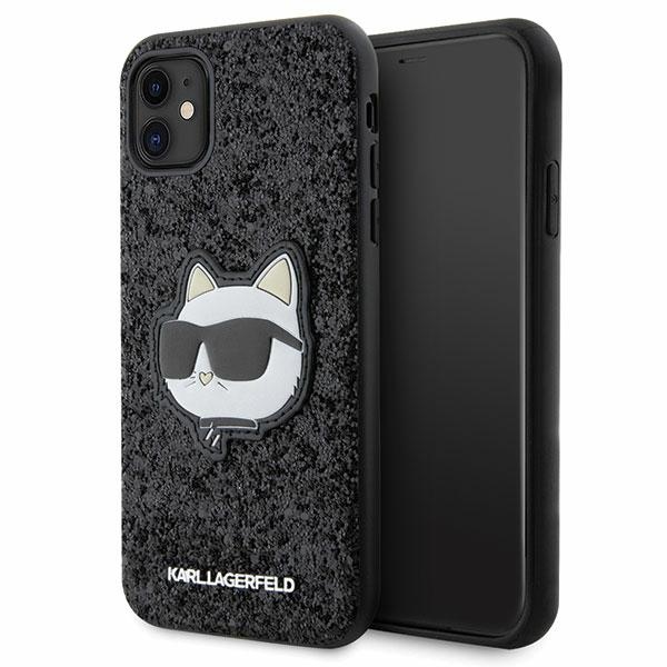 Karl Lagerfeld KLHCN61G2CPK iPhone 11 / Xr 6.1" melns cietais viedtālruņa apvalks Spīdumi Choupette Emblēma