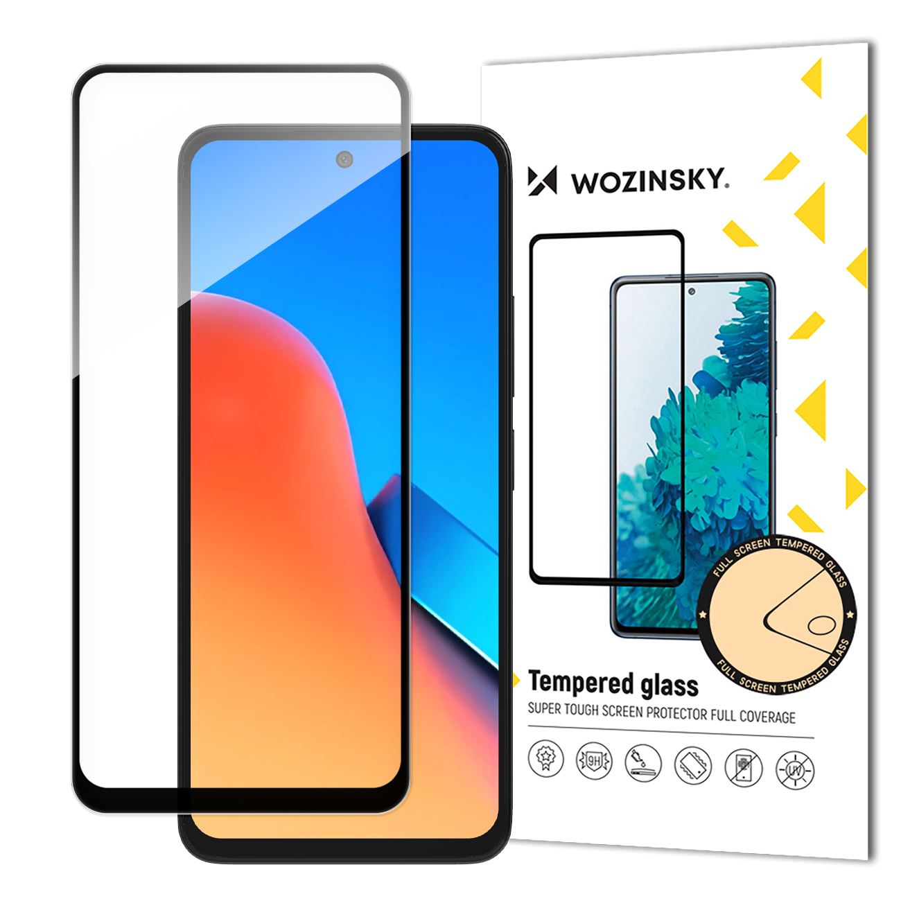 Izturīgs Wozinsky pilnībā līmējamais visa ekrāna rūdītais aizsargstikls ar rāmi Xiaomi Redmi 12 - melns