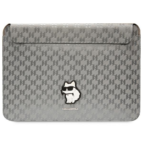 Karl Lagerfeld Saffiano Monogramma Choupette apvalks 14" klēpjdatoram - sudraba