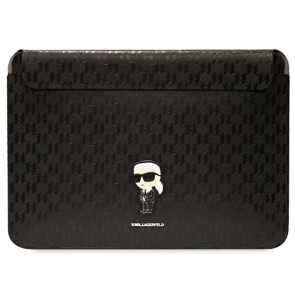 Karl Lagerfeld Saffiano Monogramma Ikonik apvalks 16" klēpjdatoram - melns