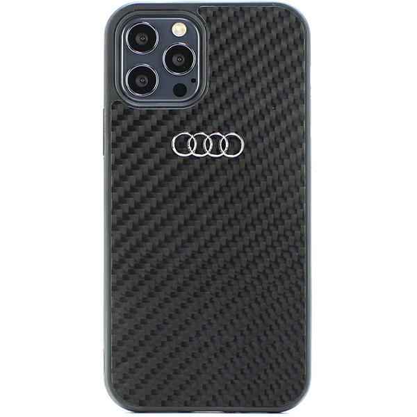 Audi oglekļa šķiedras iPhone 12/12 Pro 6.1" melns/melns cietais apvalks AU-TPUPCIP12P-R8/D2-BK
