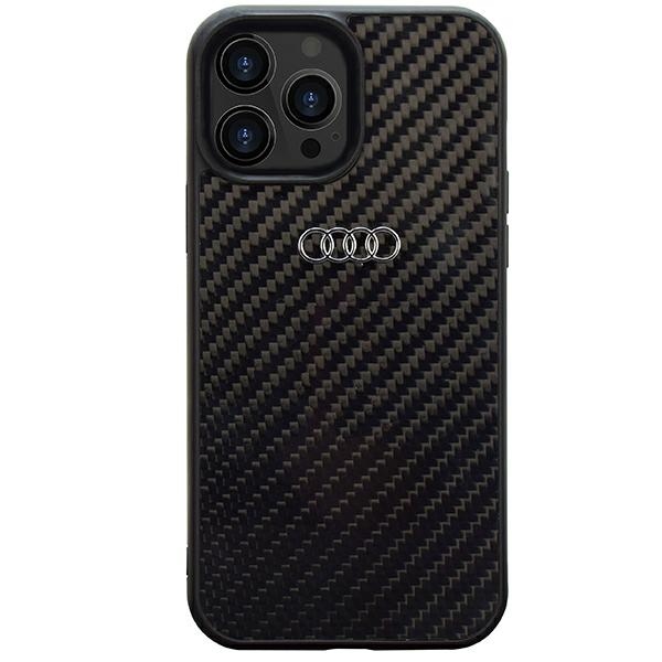 Audi Oglekļa šķiedras iPhone 14 Pro 6.1" melns/melns cietais apvalks AU-TPUPCIP14P-R8/D2-BK