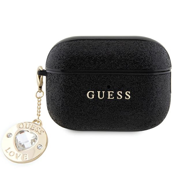 Guess GUAP2PGEHCDK apvalks AirPods Pro 2 - melns Fixed Glitter Heart Diamond Charm