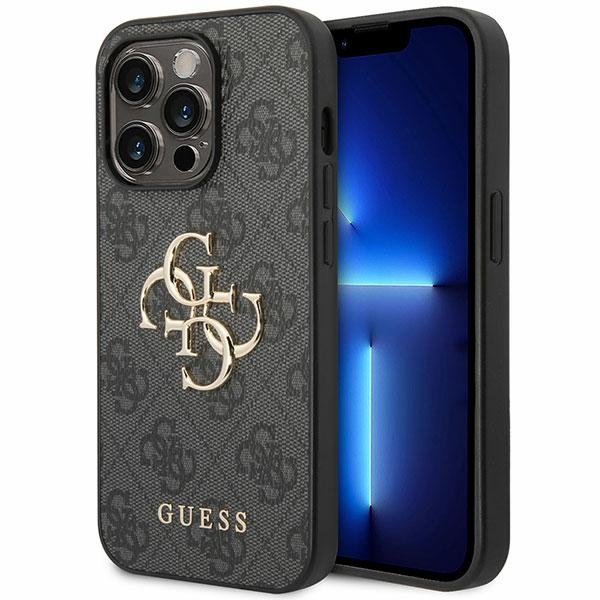 Guess GUHCP15L4GMGGR iPhone 15 Pro 6.1" pelēks/pelēks cietais apvalks 4G Liels Metāla Logotips