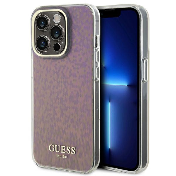 Guess GUHCP15LHDECMP iPhone 15 Pro 6.1" rozā/rozā cietais apvalks IML Faceted Mirror Disco Iridescent