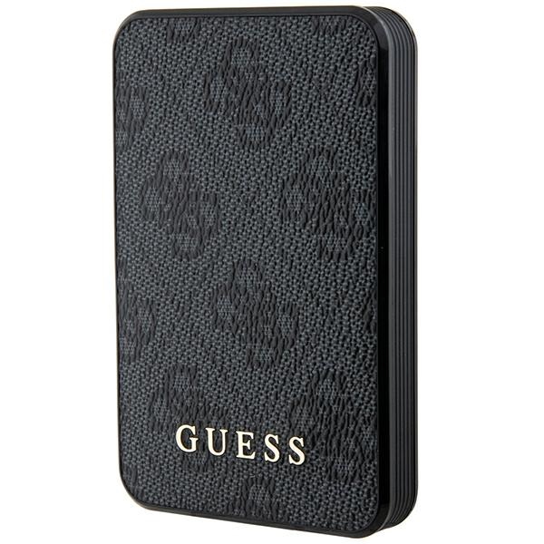 Guess Portatīvais lādētājs 15W GUPB5LP4GEGK 5000mAh melna/melna 4G Ādas Metāla Logotips