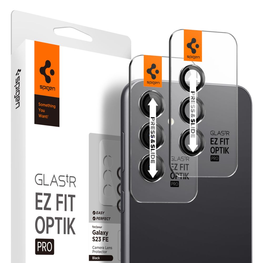 Spigen Glas.tR EZ Fit Optik aizsargstikls kamerai Samsung Galaxy S23 FE - melns, 2 gab.