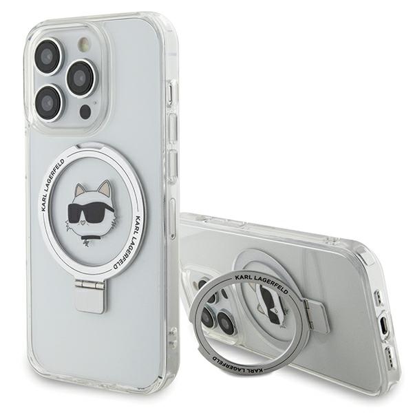 Karl Lagerfeld KLHMP15XHMRSCHH iPhone 15 Pro Max 6.7" balts ar statīvu Viedtālruņa apvalks Choupette Head MagSafe