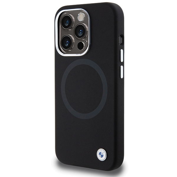 BMW paraksta šķidrais silikons Magnētiskais viedtālruņa apvalks iPhone 15 Pro Max - melns