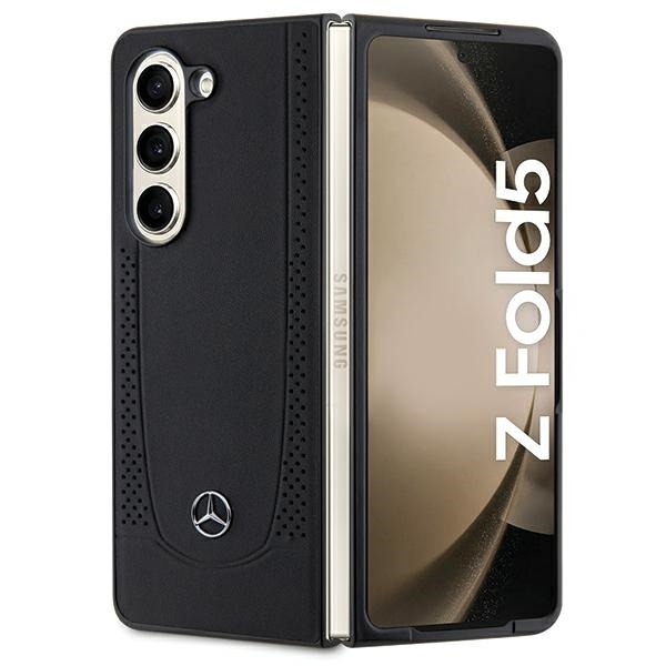 Mercedes ādas urbānais viedtālruņa apvalks Samsung Galaxy Z Fold 5 - melns