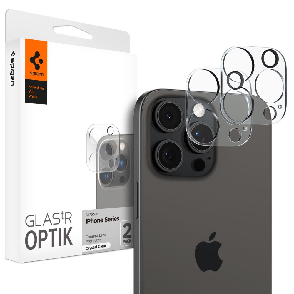 Spigen Optik.tR kameras aizsargs iPhone 14 Pro / Pro Max / 15 Pro / Pro Max / 16 Pro / Pro Max – caurspīdīgs, 2 gab.