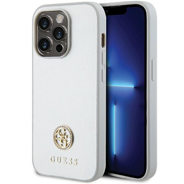 Guess Strass Metal Logo viedtālruņa apvalks iPhone 15 Pro - sudraba