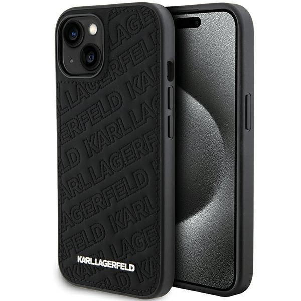 Karl Lagerfeld Kviltēts K Pattern apvalks viedtālrunim iPhone 15 Plus / 14 Plus - melns