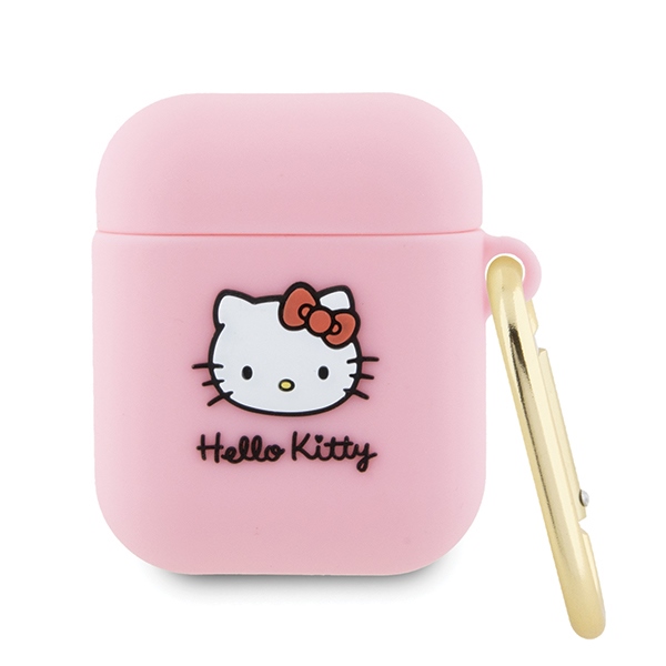 Hello Kitty silikona 3D Kitty galvas apvalks AirPods 1/2 - rozā