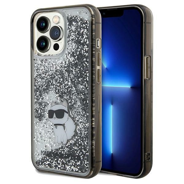 Karl Lagerfeld Liquid Glitter Choupette viedtālruņa apvalks iPhone 13 Pro Max - caurspīdīgs