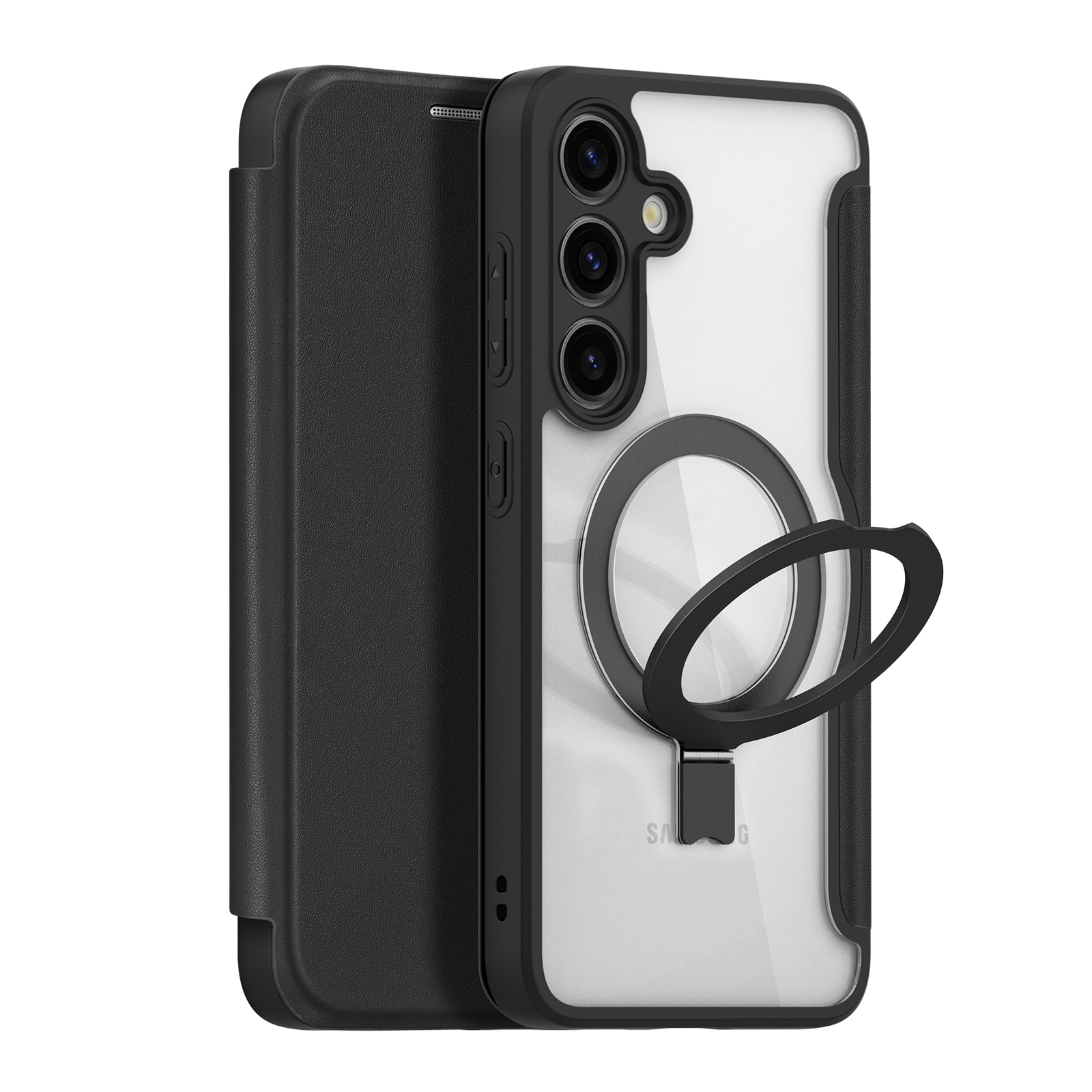 Dux Ducis Skin X Pro apvalks ar magnētisko gredzenu / statīvu Samsung S24+ - melns