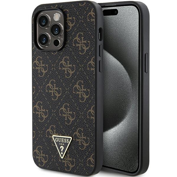 Guess 4G Triangle Metal Logo viedtālruņa apvalks iPhone 14 Pro Max - melns