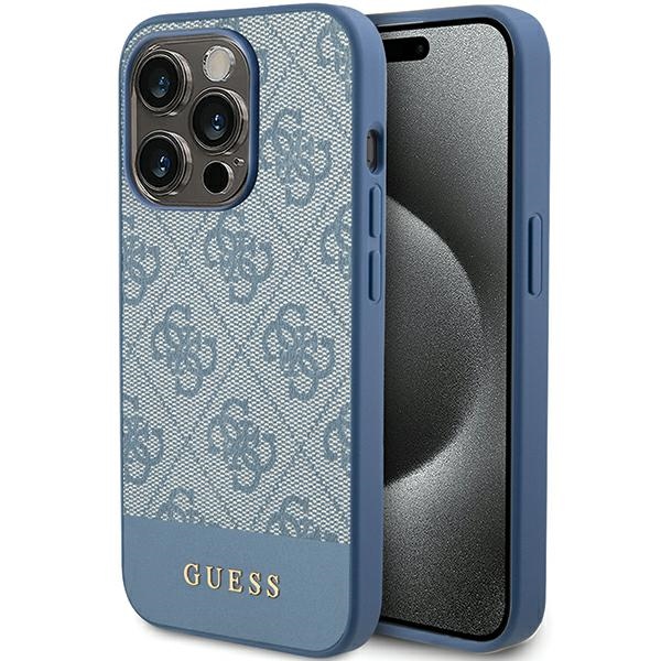 Guess 4G Stripe Collection viedtālruņa apvalks iPhone 15 Pro - zils