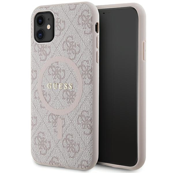 Guess GUHMN61G4GFRP iPhone 11 6.1" / Xr rozā/rozā cietais apvalks 4G kolekcija ādas metāla logotips Magnētiskais