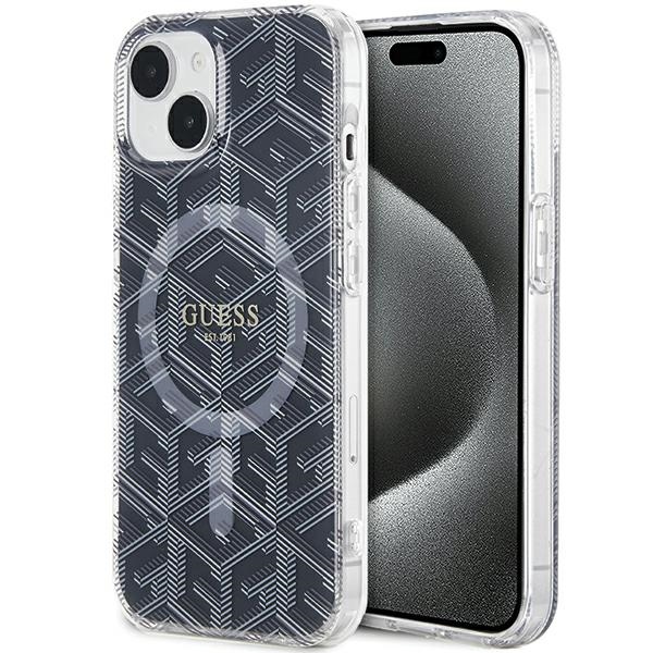 Guess IML GCube Magnētiskais viedtālruņa apvalks iPhone 15 / 14 / 13 - melna