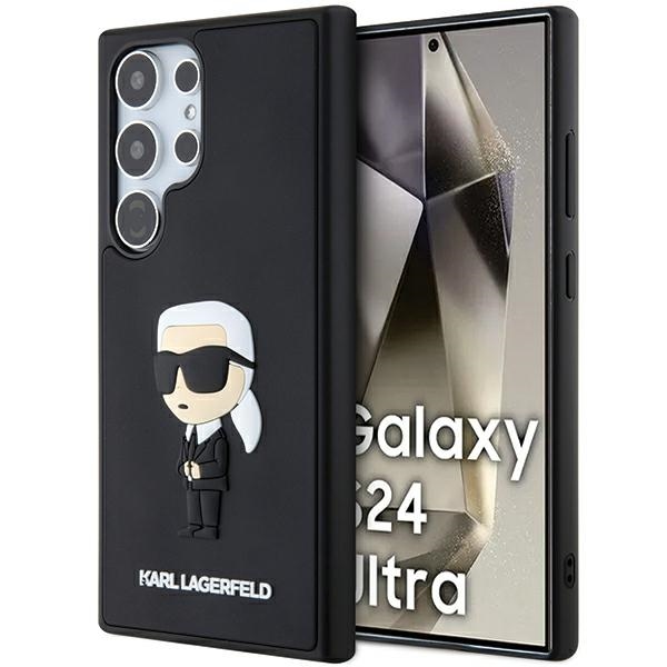 Karl Lagerfeld 3D gumijas Ikonik viedtālruņa apvalks Samsung Galaxy S24 Ultra - melns