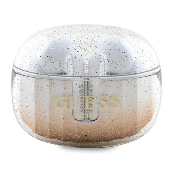 Guess Glitter Gradient TWS Bluetooth austiņas ar ENC uzlādes staciju - zelta krāsa