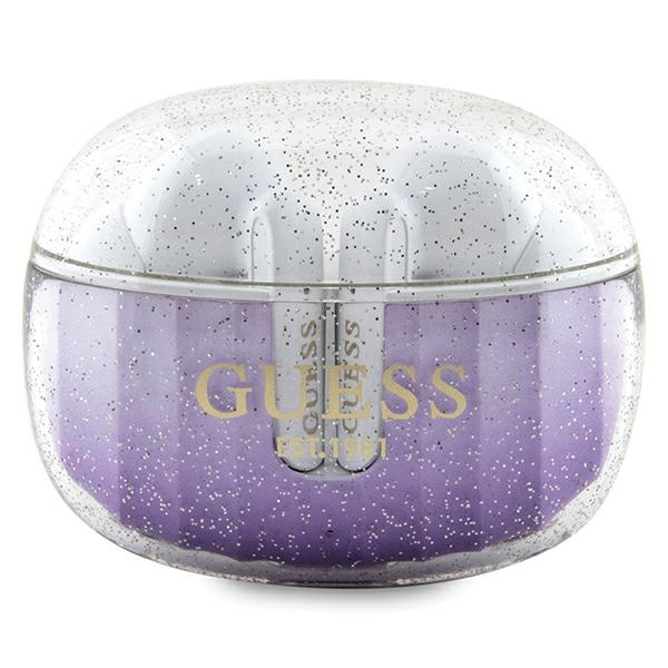 Guess Glitter Gradient TWS Bluetooth austiņas ar ENC uzlādes staciju - violeta