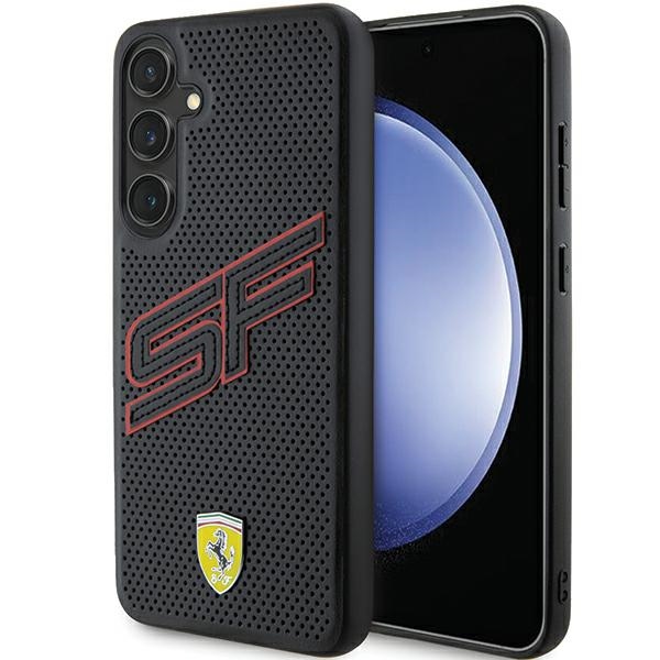 Ferrari Big SF Perforated viedtālruņa apvalks Samsung Galaxy S24 - melns