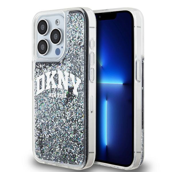 DKNY Liquid Glitter Big Logo viedtālruņa apvalks iPhone 14 Pro - melns