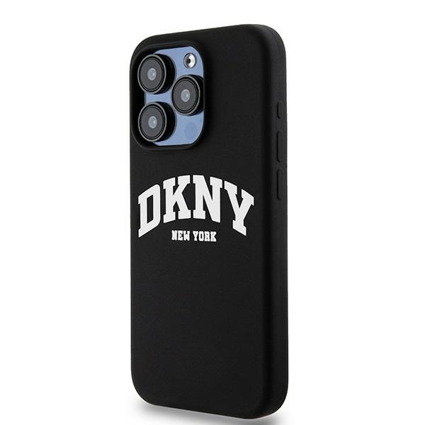 DKNY Šķidrs silikona balts drukāts logotips magnētiskais viedtālruņa apvalks iPhone 13 Pro / 13 - melns