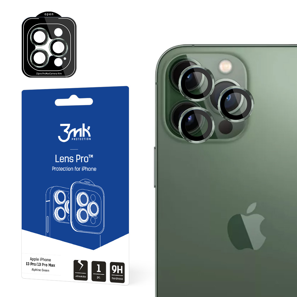 3mk Kameras lēcas aizsargs Pro – iPhone 13 Pro / iPhone 13 Pro Max – zaļš