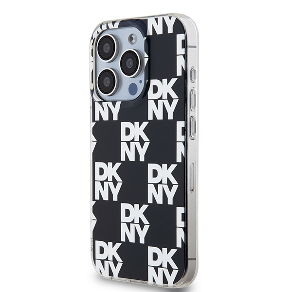 DKNY IML rūtainais mono raksts viedtālruņa apvalks iPhone 15 Pro - melns