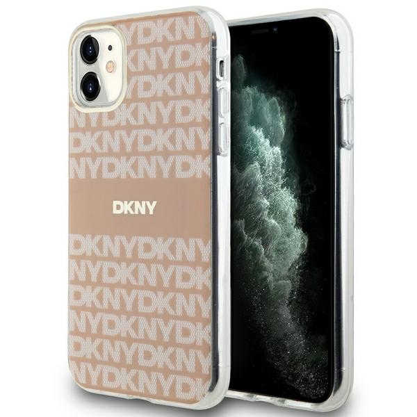 DKNY IML mono un svītras magnētiskais viedtālruņa apvalks iPhone 11 / Xr - rozā