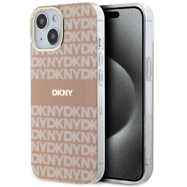 DKNY IML mono un svītru magnētiskais viedtālruņa apvalks iPhone 15 / 14 / 13 - rozā