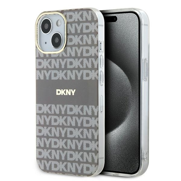 DKNY IML Mono un svītras Magnētiskais viedtālruņa apvalks iPhone 15 / 14 / 13 - bēša