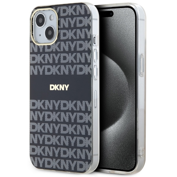 DKNY IML Mono un svītras Magnētiskais viedtālruņa apvalks iPhone 15 / 14 / 13 - melna