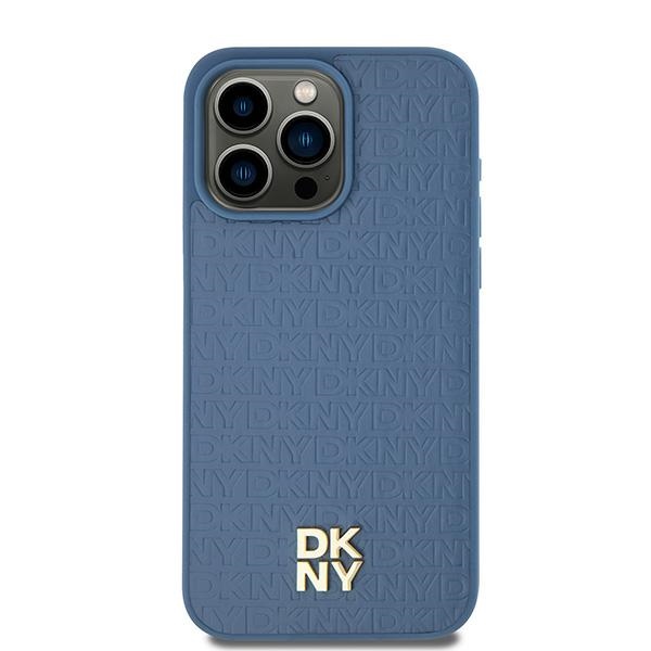DKNY Ādas raksts metāla logotips Magnētiskais viedtālruņa apvalks iPhone 15 / 14 / 13 - zila