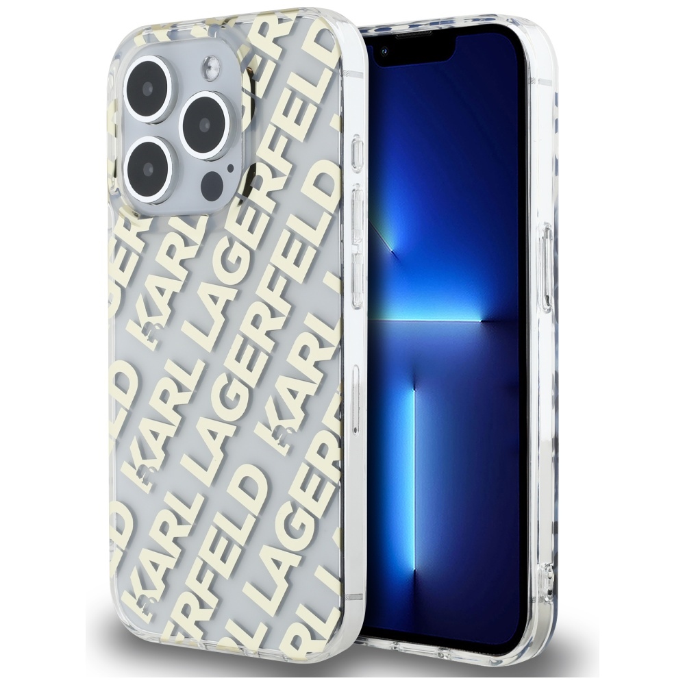 Karl Lagerfeld IML Fullover Logo viedtālruņa apvalks iPhone 15 Pro - zelta