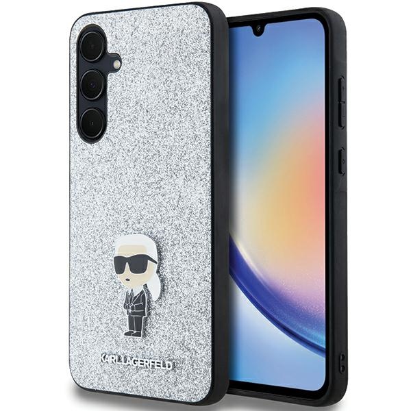 Karl Lagerfeld Fiksēts Mirdzošs Ikonik Logo Metal Pin viedtālruņa apvalks Samsung Galaxy A35 - sudraba
