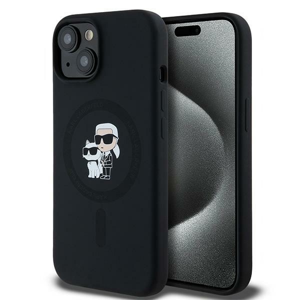 Karl Lagerfeld silikona Karl&Choupette magnētiskais viedtālruņa apvalks iPhone 15 Plus / 14 Plus - melns